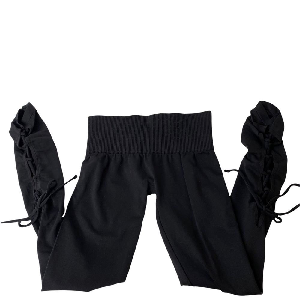 FP Movement Anthropologie On Tour Black Lace Up Leggings XS/S - Picture 3 of 7